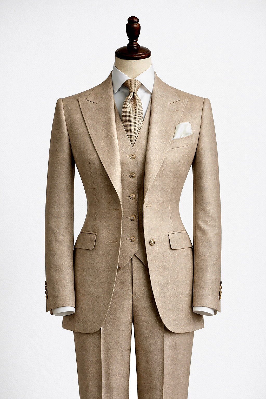 Beige Three-Piece Suit