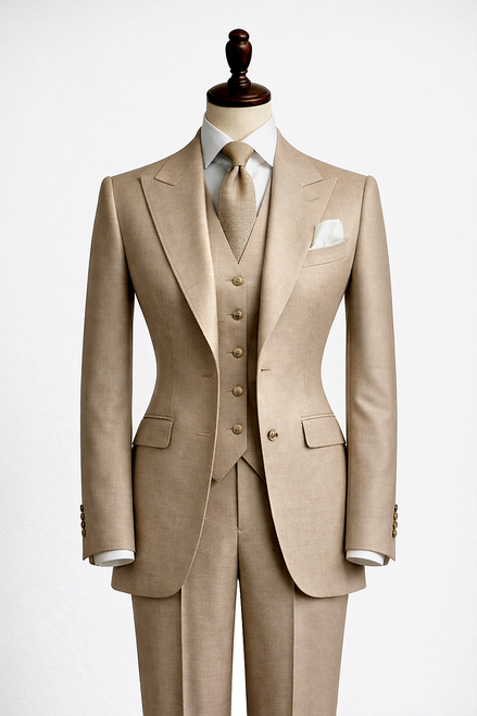 Beige Three-Piece Suit